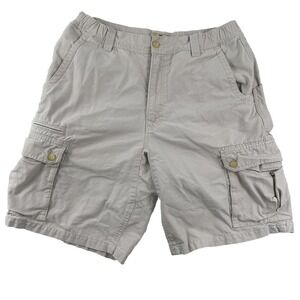 Woolrich Cargo Shorts Men 34 Tan Khaki Stone Cotton Hiking Outdoor Elastic Waist